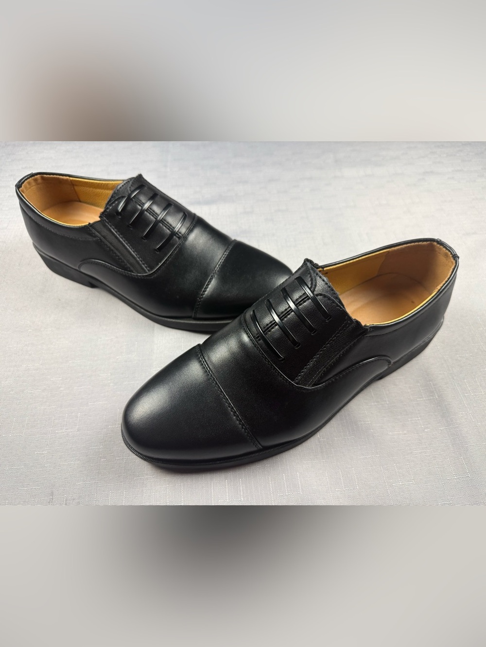 Classic Black Slip-On Derby Dress Shoes for Men